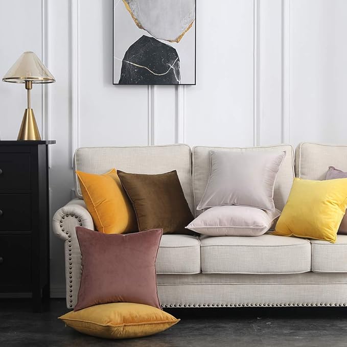 MIULEE Jam Velvet Throw Pillow Covers 18x18 Soft Decorative Solid Square Cushion Cases Pack of 2 Modern Luxury Home Decor for Couch, Sofa, Bedroom