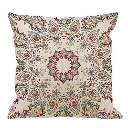 HGOD DESIGNS Bohemian Pillow Covers,Decorative Throw Pillow Bohemians with Melting Watercolor Colorful Symmetrical Pillow Cases Cotton Linen Square Cushion Covers for Home Sofa Couch 18x18 inch - color: Bohemian Pillow 30