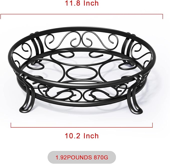 Yimobra Metal Plant Stand for Outdoor Indoor, Heavy Duty Flower Pots Holder Rustproof Wrought Iron Planter Stands Garden Round Supports Rack for Planter 11.8 Inches, Bronze Black