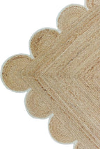 Weaving Cottage Scalloped Natural Jute Area Rug | Beige & White, 2X3 FT Handwoven Jute Doormat | Eco-Friendly, Durable, and Stylish | Perfect for Living Room, Bedroom, and Entryway