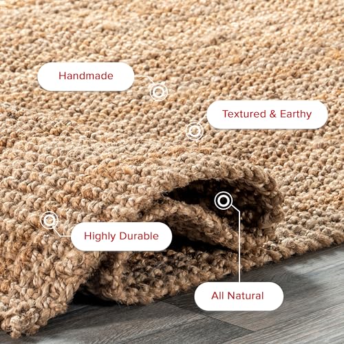 Nuloom Ashli Hand Woven, Natural, 4' x 6', Farmhouse, Jute, Soft and Textured, High Traffic, Stain Resistant, Easy Clean, Durable Area Rug for Bedroom, Living Room, Dining, Den, Foyer, Entryway - color: Natural, size: 4' x 6' (Rectangular)