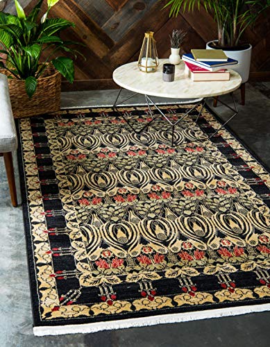 Unique Loom Edinburgh Collection Area Rug - Canmore (5' 1" x 8' Rectangle, Black/ Cream) - color: Black/Cream, size: 5'1" x 8' (Rectangular)