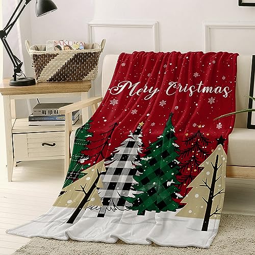 Red Merry Christmas Throw Blankets, Green Christmas Tree Soft Fleece Blanket Decorative for Home Sofa Couch Chair Living Bedroom,40x50 Inches, White Snow Forest Winter - color: Christmas-lxm12886, size: 40x50 Inch