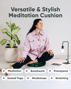 Mindful Modern Velvet Meditation Cushion | Luxe Zafu Yoga Floor Pillow Seat | Posture Support | Buckwheat Hull Filled | Large Round Cushion with Removable Washable Cover + Carry Handle