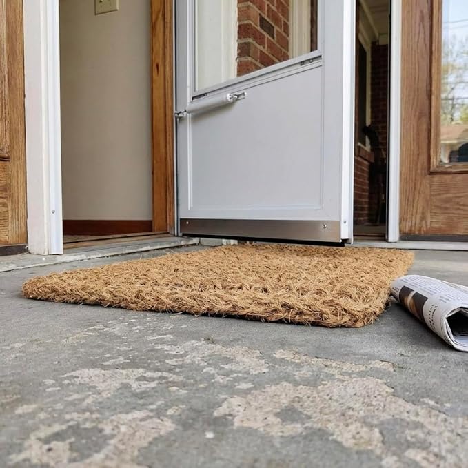 Kempf Dragon Weave Coco Coir Doormat, 22" x 36", Hand-Twisted Interwoven Fibers, Breathable Woven Backed Scraper Mat for Indoor Outdoor Entryways