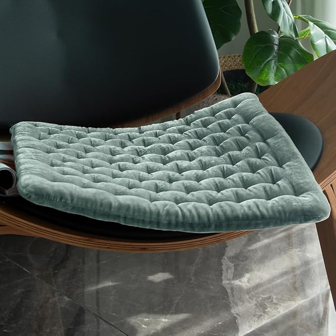 vctops Luxury Velvet Square Chair Pad Soft and Comfy Chair Cushion Tufted Indoor Seat Cushion Pillow Tatami (Blue,17"x17")