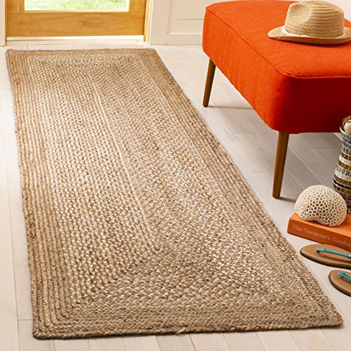 SAFAVIEH Natural Fiber Collection Runner Rug - 2'6" x 10', Natural & Ivory, Handmade Farmhouse Boho Coastal Rustic Jute, Ideal for High Traffic Areas in Living Room, Bedroom (NF885B) - size: 2'6" x 10' (Runner)
