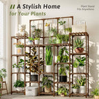GENTINGBRO Plant Stand Indoor Outdoor 63" Tall Plant Shelf for Plants 14-Tier Large Plant Sheves for Living Room Heavy Duty Plant Rack Garden Balcony Patio Hanging Planter