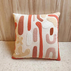 Boho Abstract Tufted Throw Pillow Cover, Neutral Terracotta Blush Pink Beige Embroidery Cushion Cover, Modern Abstract Art Decorative Pillowcase for Sofa Couch Living Room Bedroom, 18x18 Inch (Pillow
