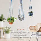 Set of 3 Macrame plant hangers with Daisies & Beads Hanging plant holder Macrame Plant hangers outdoor and indoor hanging planters Plant stand indoor Boho Decor hanging planter stand (Cloudy Day)