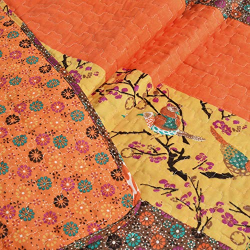 Lush Decor Royal Empire Reversible Cotton Throw Blanket, 50" W x 60" L, Tangerine - Throw Blankets for Bed - Couch Blanket - Boho Throw Blanket for Couch - color: Tangerine