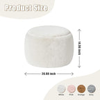 Round Stuffed Pouf Ottoman for Foot Rest, A Round Modern Foam Filled Poufs, Floor Chair for Living Room, Nursery, Dorm, A Soft Modern Foot Stool Perfect to Rest Your Feet (White, 20Inch)