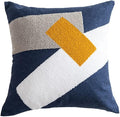 Boho Abstract Tufted Throw Pillow Cover Geometric Embroidered Decorative Pillowcase Farmhouse Cotton Square Accent Cushion Cover for Sofa Couch Bedroom (Type G,18"x18")