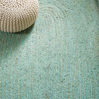 SAFAVIEH Natural Fiber Collection Area Rug - 2'6" x 4' Oval, Aqua Blue & Natural Brown, Handmade Jute, Braided Border Design (NF801A) - color: Aqua/Natural, size: 2'6" x 4' (Oval)