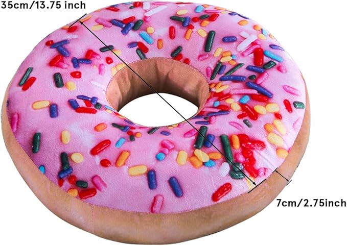 HYSEAS Round Throw Pillow 14 Inch Pink Donut, 3D Digital Print Decorative Comfortable Soft Plush Funny Food Shaped Pillow Light Weight Seat Pad Cushion for Couch, Chair, Floor, Sofa