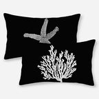 Coastal Pillow Covers 12x20 Set of 2 Black Starfish Throw Pillows Nautical Ocean Decorations Summer Beach Coral Pillowcase Outdoor Decor Linen Farmhouse Square Cushion Case for Sofa Bedroom