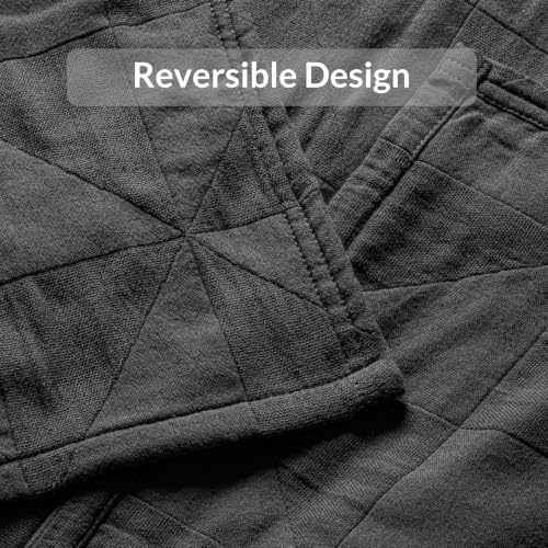 Exclusivo Mezcla 100% Cotton Muslin Blanket for Bed, Queen Size 4-Layer Moisture-Wicking and Breathable Ultra Soft Gauze Blanket for Spring Summer, 90"x90", Dark Grey - color: Dark Grey, size: Queen (90"x90")