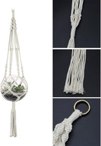 Macrame Plant Hanger, 2 Pack Plant Hanger, Cotton Rope Plant Hangers Indoor Outdoor, 4 Legs Plant Hanger Brackets, Flower Pot Hanging Plant Holder for Home Decorations (White) (40 Inch)