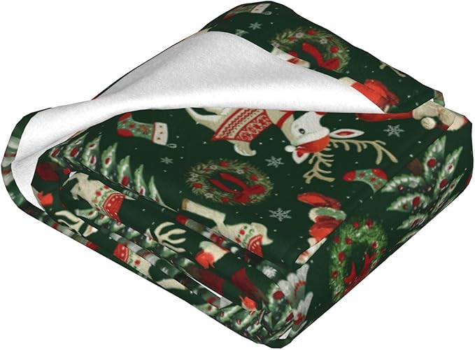 Santa Throw Blanket Soft Flannel Blanket 60"x50" in Bed Blanket Home Decor for Room Sofa Couch All Season