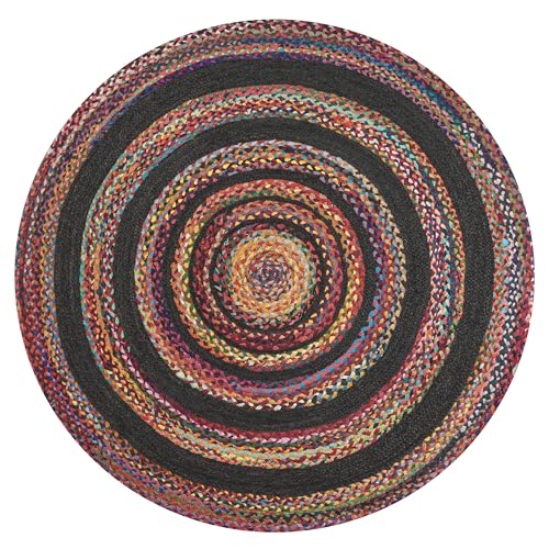 JONATHAN Y Abyss Braided Jute Red/Multi 4' Round Indoor Area Rug, Bohemian, Classic, Coastal, Easy-Cleaning for Living Room, Bedroom, Kitchen, Pet Friendly, Non-Shedding (RNF117A-4R) - color: Red, size: 4' (Round)