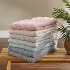 DII Herringbone Striped Collection Cotton Throw Blanket, 50x60, Black - color: Black, size: 50x60"
