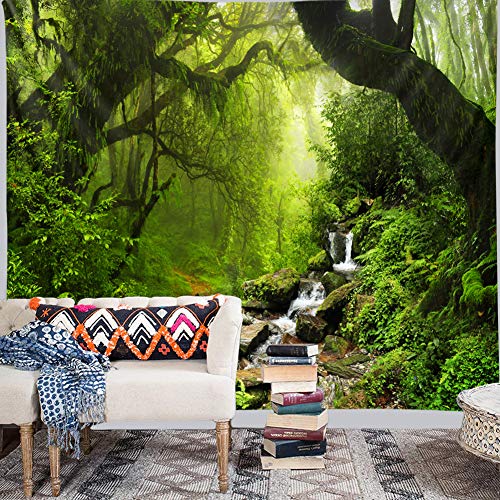 Llamazing Forest Landscape Home Decor - Living Room & Bedroom Magic Tapestry (Green Creek, 78''L60''W) - color: Green Creek, size: 78"L x 60"W