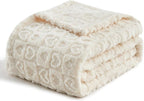 lifein Throw Blanket for Couch-Cream Heart Boho Throw Blanket, Soft Fleece Plush Lightweight Blankets&Throws for Woman, Fuzzy Decorative Blankets for Livingroom Bed Sofa Chair(50x60in,Cream)