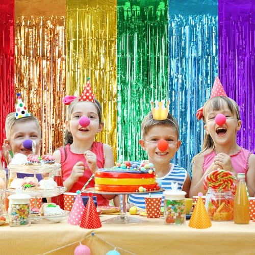 TONIFUL 2Pcs Rainbow Door Streamers,Party Photo Booth Backdrop Metallic Streamers Rainbow Foil Fringe Curtains for Halloween Birthday,New Year,Bachelorette,Graduation Party Streamers Decoration - color: 6 Color