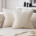 MIULEE Cream White Velvet Throw Pillow Covers 26x26 Soft Decorative Solid Square Euro Sham Cushion Cases Pack of 2 Modern Luxury Home Decor for Couch, Sofa, Bedroom