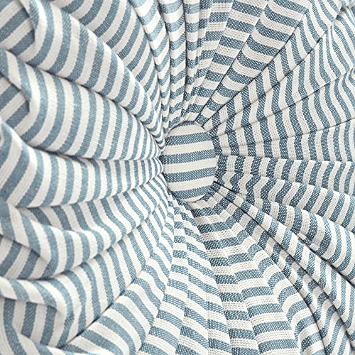 Lush Decor Farmhouse Ticking Stripe Yarn Dyed Pleated Decorative Throw Pillow, 14" Round, Blue - Round Pillow - Throw Pillows For Bed, Couch, Or Chair