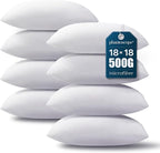 Phantoscope Pillow Inserts, Hypoallergenic 100% Virgin Fiber Square Form Microfiber Throw Pillow Inserts, Couch Bed Pillows 45x45 cm, 18x18 Inch (Pack of 8)