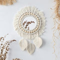 Artilady Macrame Hanging Wall Mirror - Boho Fringe Round Handmade Decorative Acrylic Mirror for Apartment Living Room Bedroom Baby Nursery Home Decor (Leaf)
