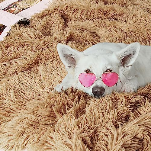 Tuddrom Decorative Extra Soft Faux Fur Blanket Twin Size,Solid Reversible Fuzzy Lightweight Long Hair Shaggy Blanket,Fluffy Plush Fleece Comfy Microfiber Throw Blanket for Couch Sofa Bed,Camel - color: Camel, size: Twin-70" x 78"