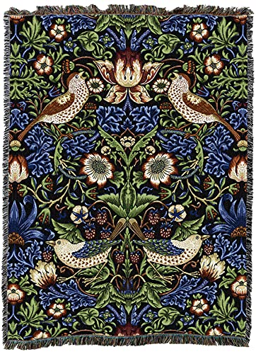 Pure Country Weavers William Morris Strawberry Thief Blanket - Arts & Crafts - Gift Tapestry Throw Woven from Cotton - Made in the USA (72x54) - color: Original, size: Large
