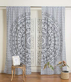 Popular Handicrafts Indian Hippie Bohemian Beautiful Elephant Mandala Curtain Panels Black and White - color: Black and White, size: 38"W x 83"L (Pack of 2)
