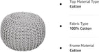 REDEARTH · Round Boho Pouf Ottoman - Cable Knitted Cord Boho Pouffe - Stuffed Poof Accent Beanbag Footrest for Living Room - Nursery - Bedroom - Covered Patio - Study Nook (19.5"x19.5"x14") - Gray