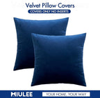 MIULEE Velvet Throw Pillow Covers 16x16 Inch, Pack of 2 - Dark Blue, Soft Solid Decorative Pillow Covers Farmhouse Modern Home Decor for Couch Sofa Bedroom Living Room