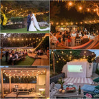 Mlambert 50Ft LED Outdoor String Lights G40 Globe Dimmable Patio Light, Waterproof Hanging String Light with 27 Warm White Shatterproof Bulbs(2 Spare) - color: Black