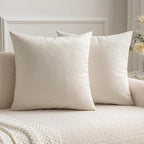 MIULEE Velvet Throw Pillow Covers 18x18 inch, Pack of 2 - Cream White, Soft Solid Decorative Pillow Covers Cushion Cases Modern Luxury Home Decor for Spring Couch Sofa Bedroom Livingroom,Car