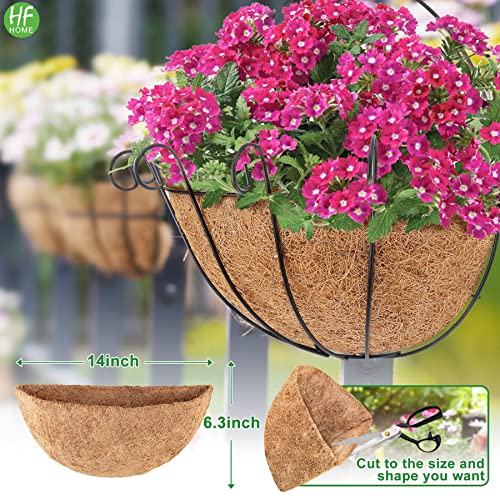 HFHOME 14" Dia Half Round Coco Liner, Half Circle Wall Coir Planter, Coco Fiber Replacement Liners for Wall Hanging Baskets- 2 PCS - size: 14"-2PCS
