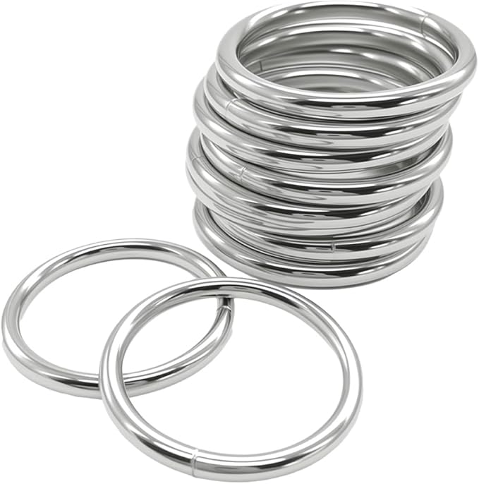 Ewparts Metal Rings 2 inch Macrame Metal Rings for Crafts for Macrame Plant Hangers Dog Collars 10 Pack 5mm Thick Welded Heavy Duty O Ring 2 in Buckle 50mm O Rings for Jewellry Making,Sewing