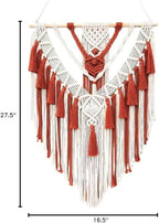 HARWAVE Macrame Wall Hanging, Handmade Boho Woven Wall Hanging with Tassel, Wall Decor for Bedroom Living Room Nursery Apartment (Purplish Red)