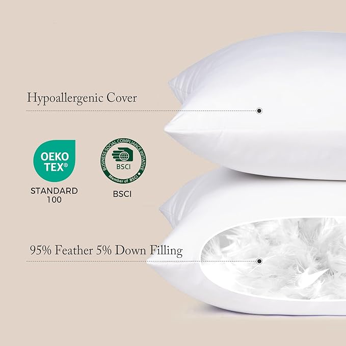 puredown® 22x22 Feather Down Pillow Inserts, 4 Pack Throw Pillow Inserts for Couch, Chairs, Office, Apartments