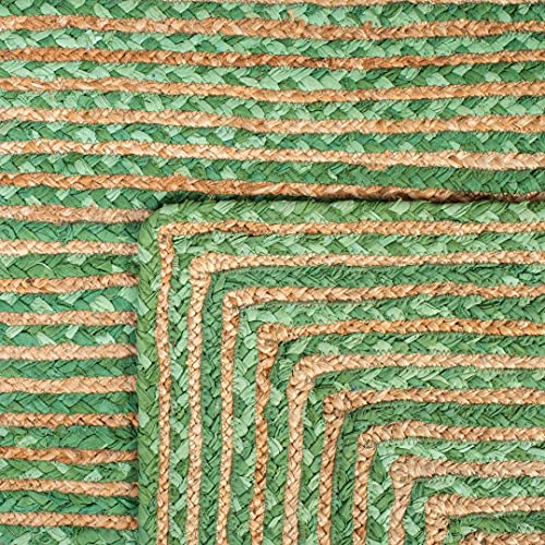 SAFAVIEH Area Rug 2x3 - Cape Cod Collection - Green & Natural Brown, Handmade Jute & Cotton, Woven Braided Design (CAP202Y) - color: Green/Natural, size: 2' x 3' (Rectangular)