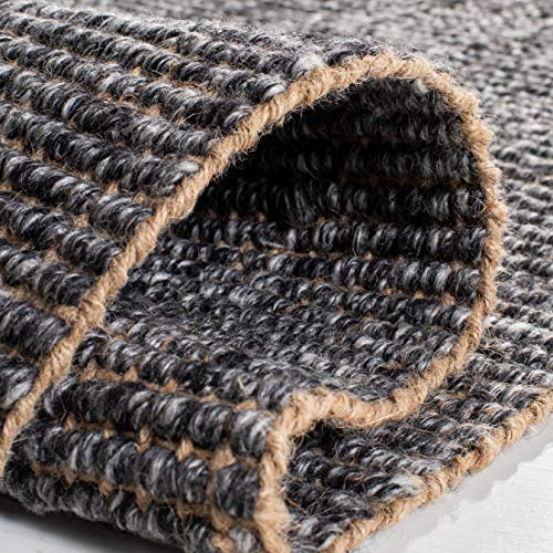 SAFAVIEH Natural Fiber Collection Accent Rug - 2' x 3', Charcoal & Natural, Handmade Woven Fringe Jute, Ideal for High Traffic Areas in Entryway, Living Room, Bedroom (NF826H) - color: Charcoal/Natural, size: 2' x 3' (Rectangular)