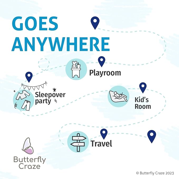 Butterfly Craze Floor Pillow Case - Transforms into Floor Bed & Sleep Mat - Ground Seating & Studio Apartment Essentials - Portable Guest Bed & Folding Mattress Alternative - King, Black/White