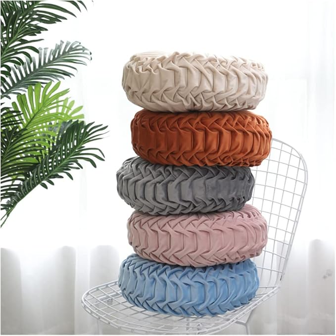 Baiyuruodie Round Velvet Pillow, Sofa Bed Bedroom Decorative Throw Pillow (38cm, Dark Green)
