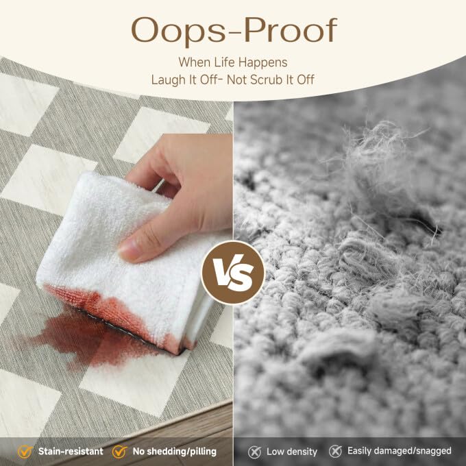 PureCozy 2x6 Runner Checkered Rug for Hallways Gray Washable Long Carpet Non-Slip Low Pile Boho Indoor Accent Throw Rug for Entrance Kitchen Bedroom Dining Laundry - color: Checkered Grey, size: 2' x 6' (Runner)