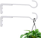 8 Inch 2 Pack White Heavy Duty Outdoor Plant Hangers, Iron Hanging Plant Brackets for Hanging Plants Outside, Metal Plant Hooks Plant Wall Hooks for Hanging Lantern, Bird Feeder