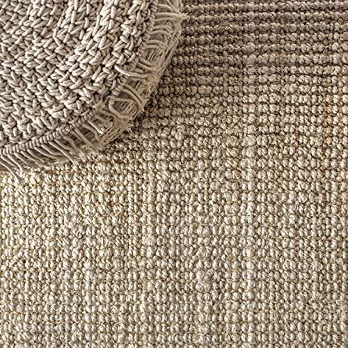 JONATHAN Y Hiro Hand Woven Chunky Jute Ivory 5x5 Square Indoor Area Rug, Bohemian, Transitional, Easy-Cleaning for Living Room, Bedroom, Kitchen, Pet Friendly, Non-Shedding (NFR103A-5SQ) - size: 5' x 5' (Square)